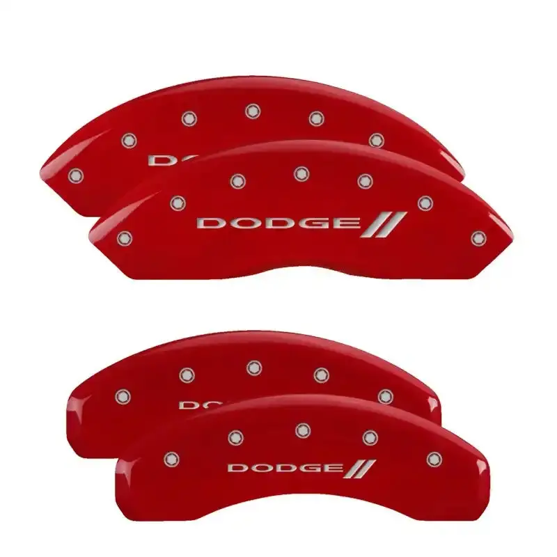 Mgp Engraved Caliper Covers — Front Block/Challenger Style, Rear Vintage Rt Red On Silver Finish 1