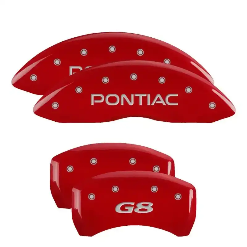 Mgp Engraved Caliper Covers – Front & Rear Set For Multiple Applications, Mgp Red Finish With Silver Highlight 1